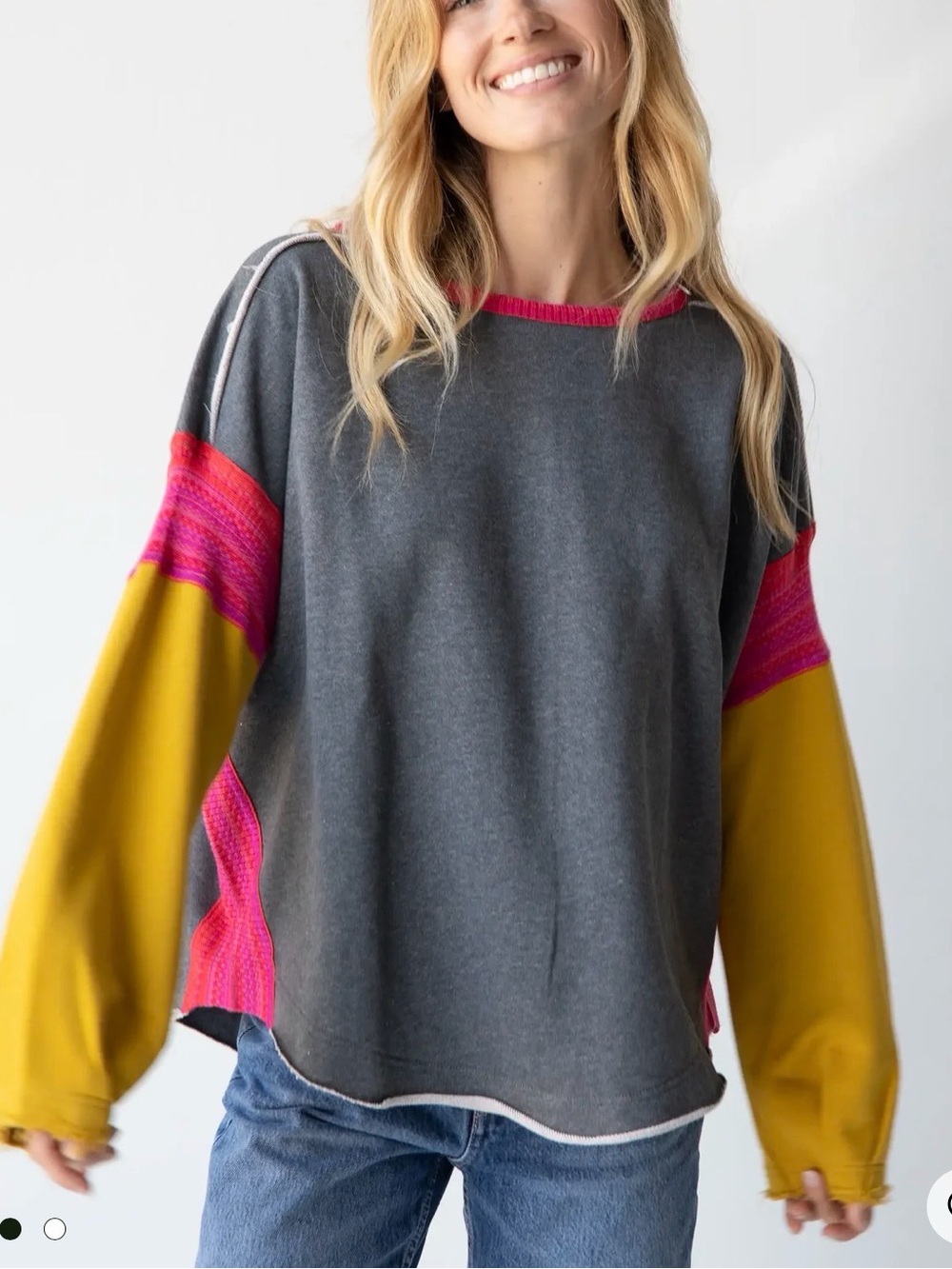 Natural Life Knit Trim Sweatshirt Size L / XL Women’s Grey